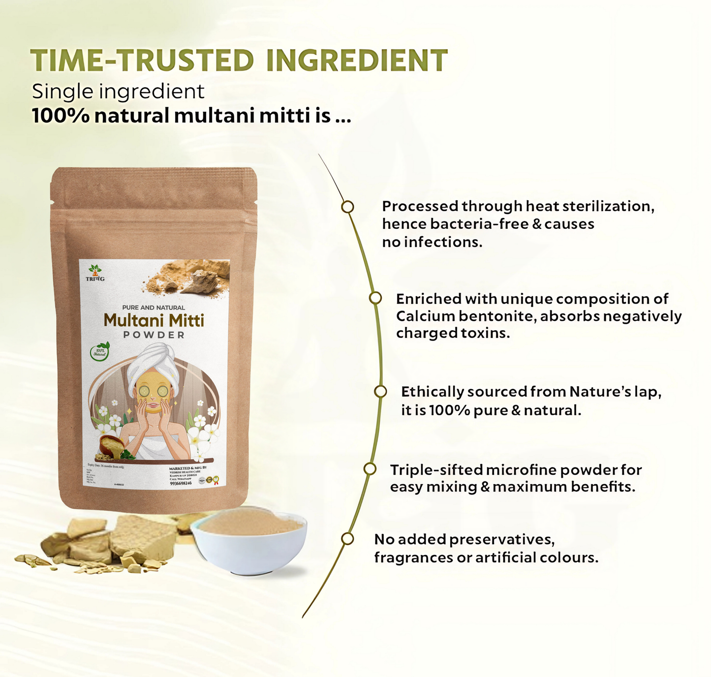 Trivang 100% Natural Multani Mitti Powder