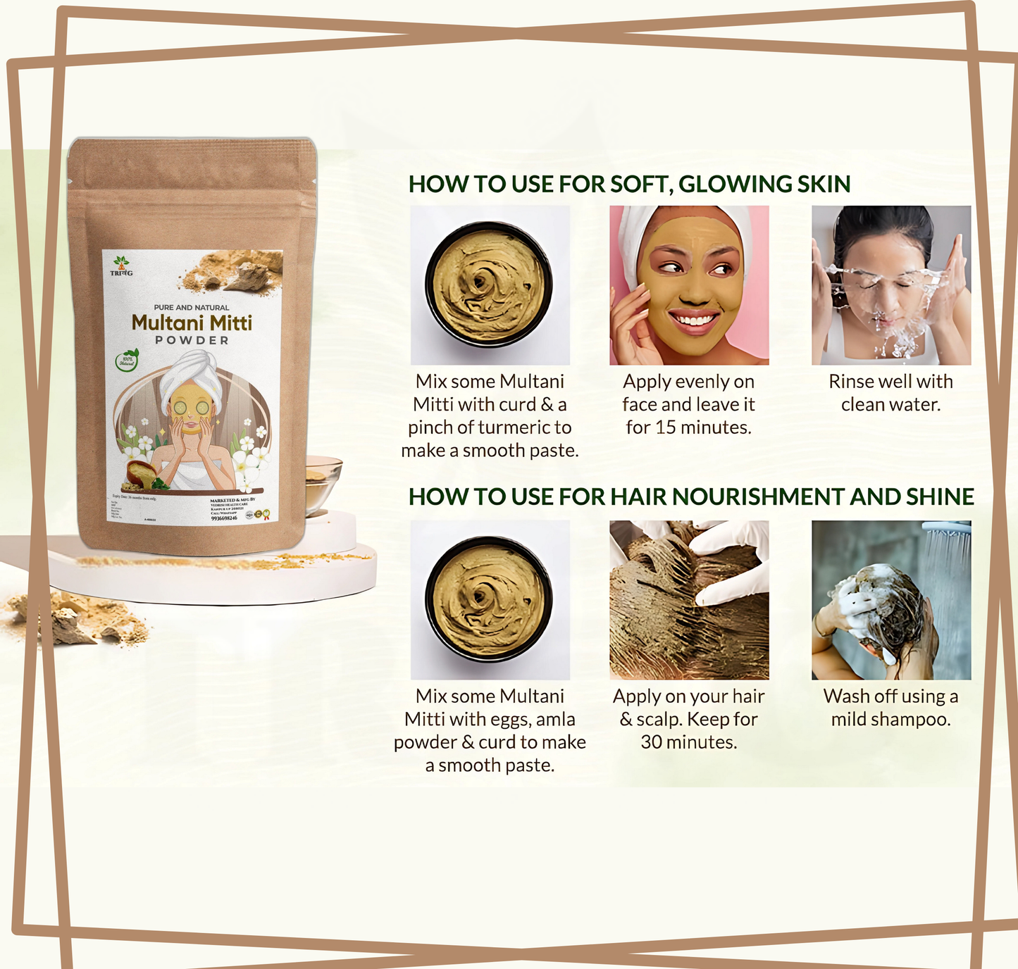 Trivang 100% Natural Multani Mitti Powder