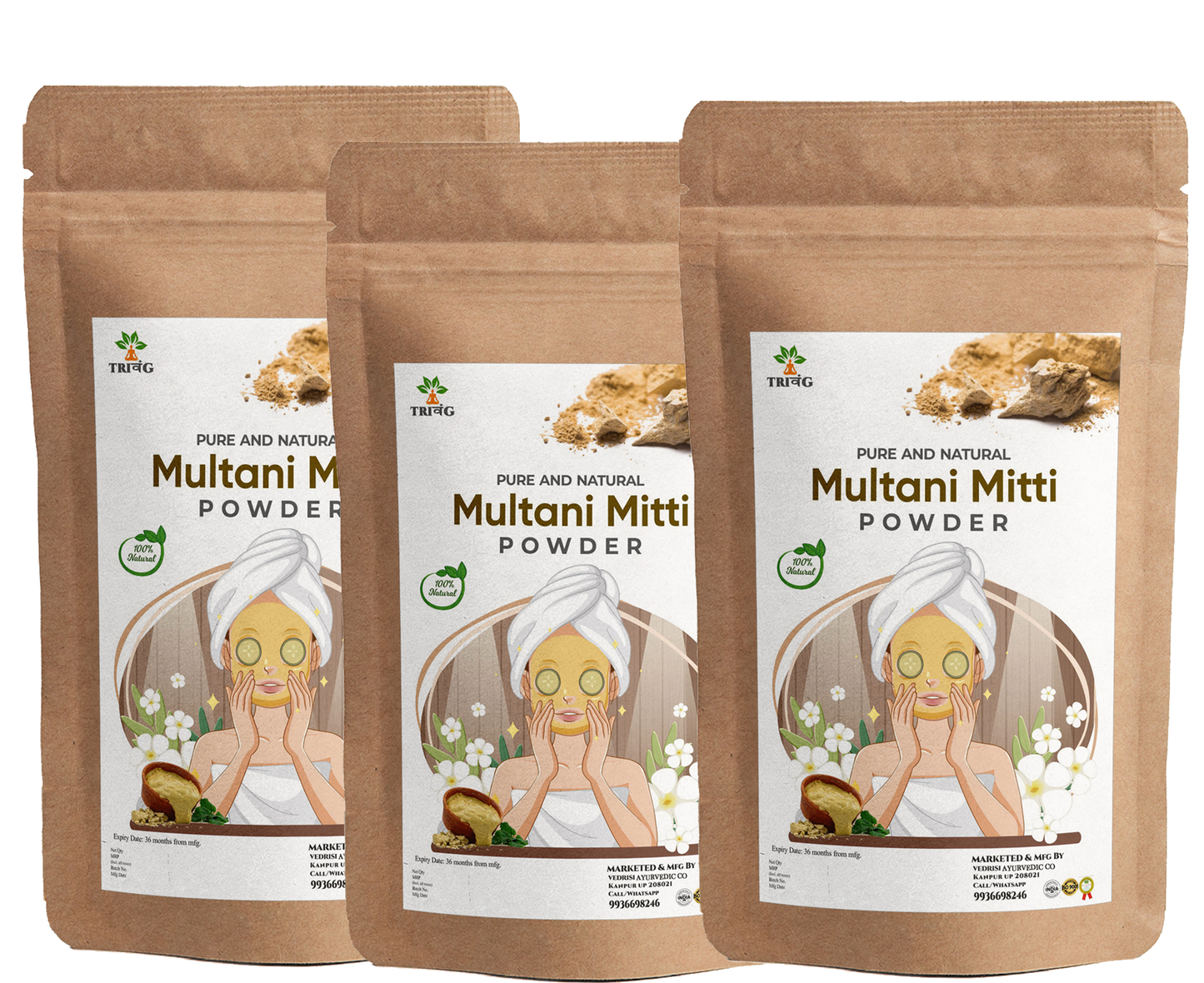 Trivang 100% Natural Multani Mitti Powder