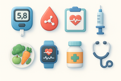 Blood Sugar and Chronic Care 8D icons